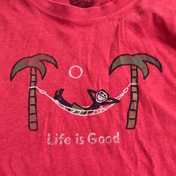 Life Is Good Men's Vibrant Red Long Sleeve T-Shirt Crusher Tee M Medium EUC - Picture 4 of 4